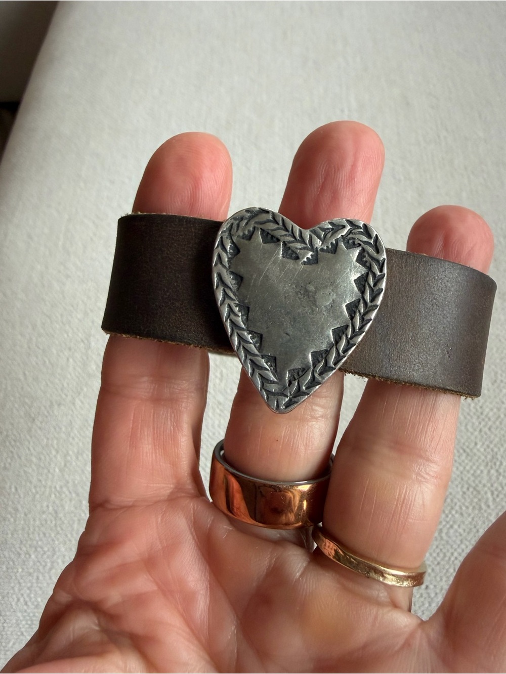 Heart Concho Brown Leather Bracelet